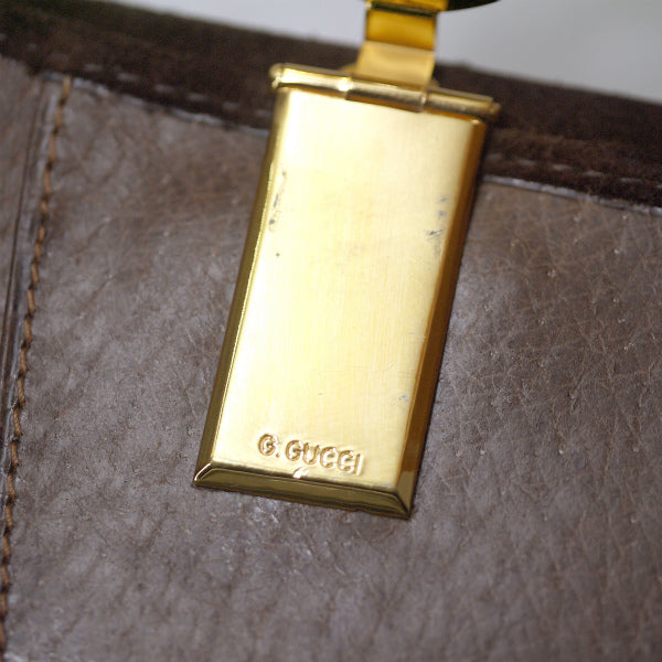 OLD Gucci  スエード２つ折れ財布（茶・シェリーライン）