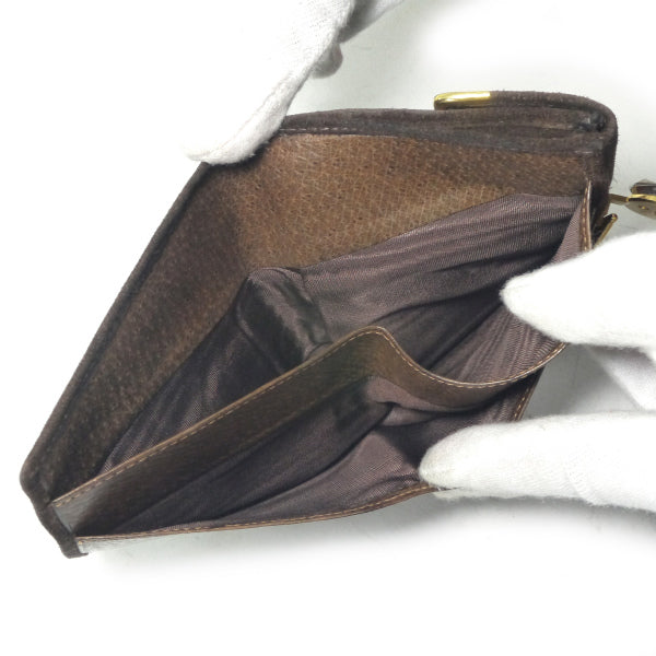 OLD Gucci  スエード２つ折れ財布（茶・シェリーライン）