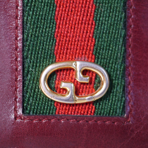OLD Gucci 総皮横長財布（ワイン）