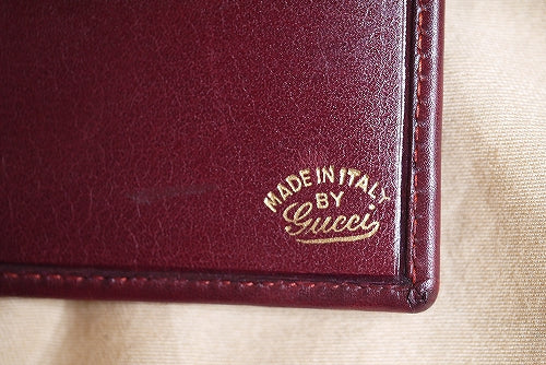 OLD Gucci 総皮横長財布（ワイン）