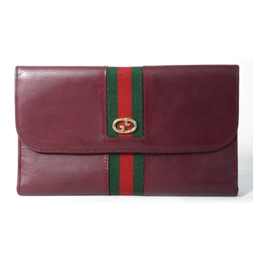 OLD Gucci 総皮横長財布（ワイン）