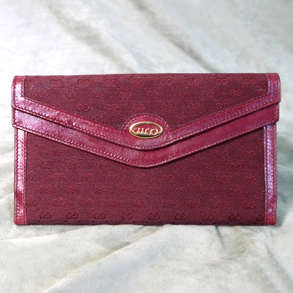 OLD Gucci ジャガード７０ｓ長財布（ボルドー）