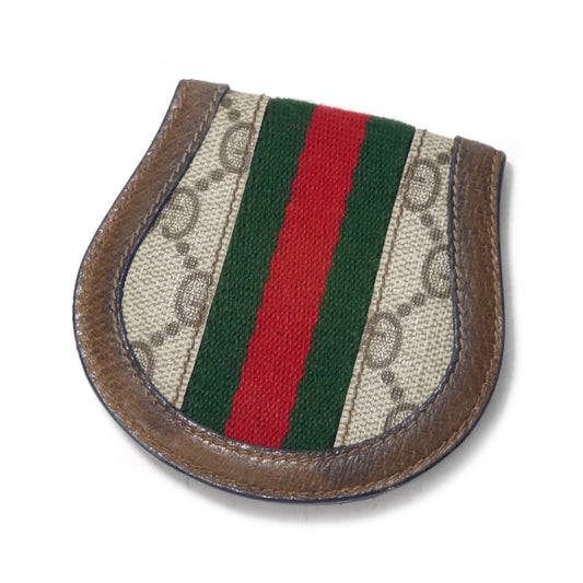 OLD Gucci シェリー円形コインケース（茶）