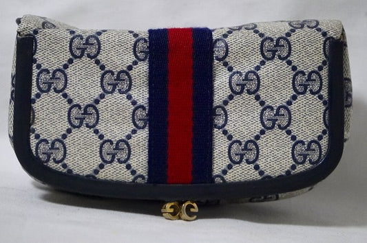 OLD Gucci  鏡付き！がま口ポーチ（青）