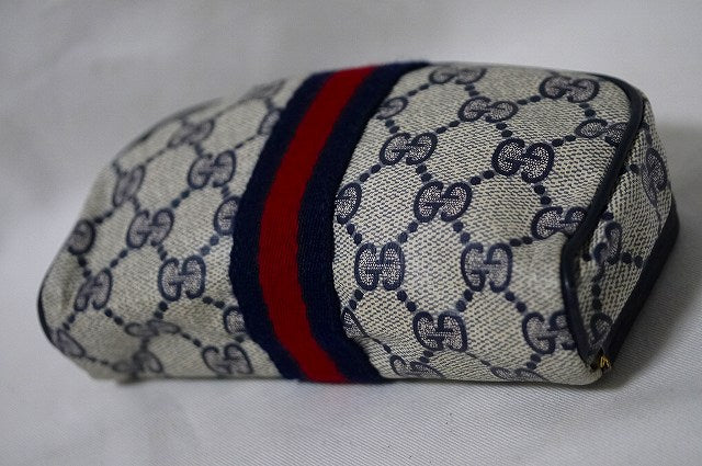 OLD Gucci  鏡付き！がま口ポーチ（青）