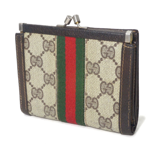 OLD Gucci がま口GG柄 折財布（茶）