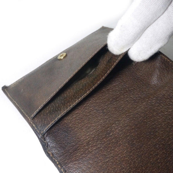 OLD Gucci がま口GG柄 折財布（茶）