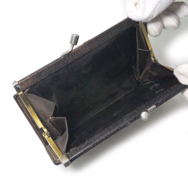 OLD Gucci がま口GG柄 折財布（茶）