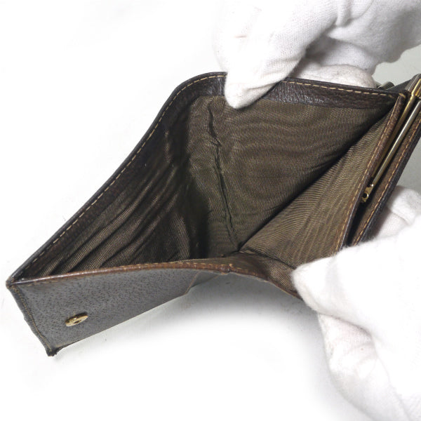 OLD Gucci がま口GG柄 折財布（茶）