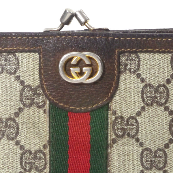 OLD Gucci がま口GG柄 折財布（茶）
