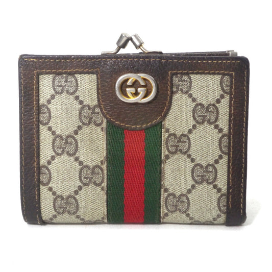 OLD Gucci がま口GG柄 折財布（茶）