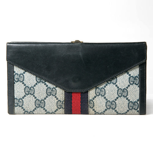 OLD Gucci シェリー２つ折れ長財布（青）