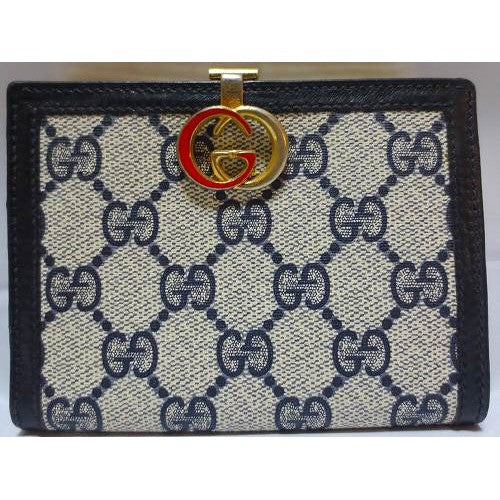 OLD Gucci がま口財布（青・赤G金具）