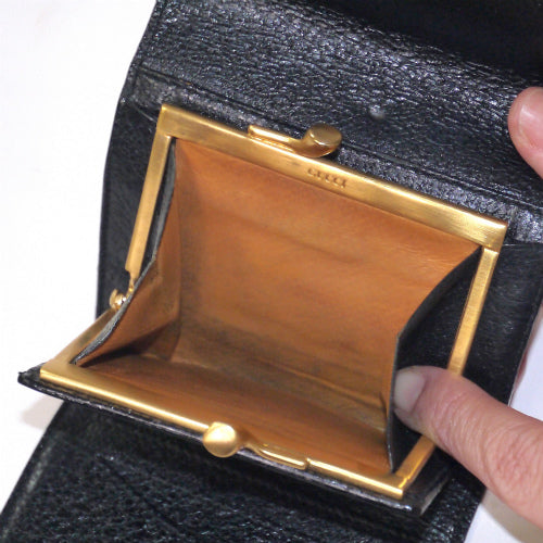 OLD Gucci ホースビット革財布（黒）