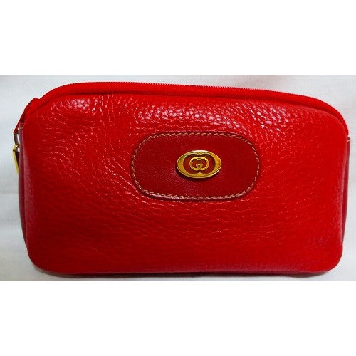 OLD Gucci赤型押し化粧ポーチ