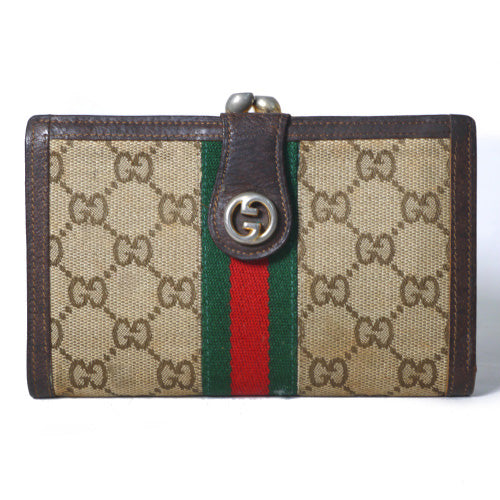 OLD　Gucci　がま口財布（茶・シェリーライン）