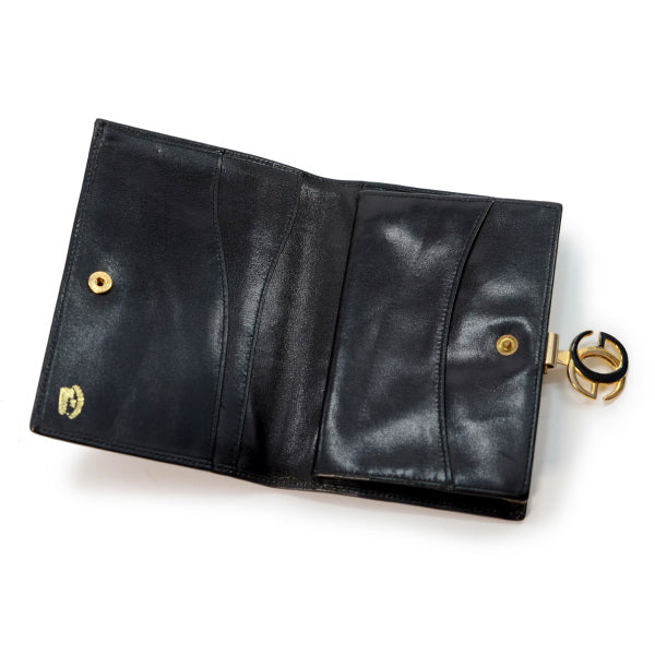 OLD Gucci 総革GG金具がま口財布（黒）