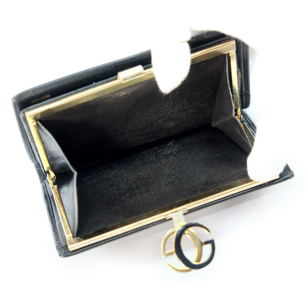 OLD Gucci 総革GG金具がま口財布（黒）