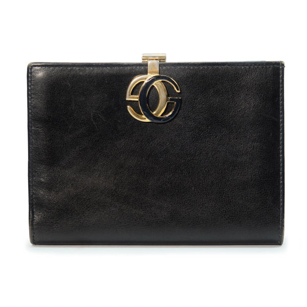 OLD Gucci 総革GG金具がま口財布（黒）
