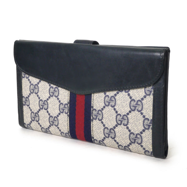 OLD Gucci ３つ折れシェリー長財布（青/箱付き）