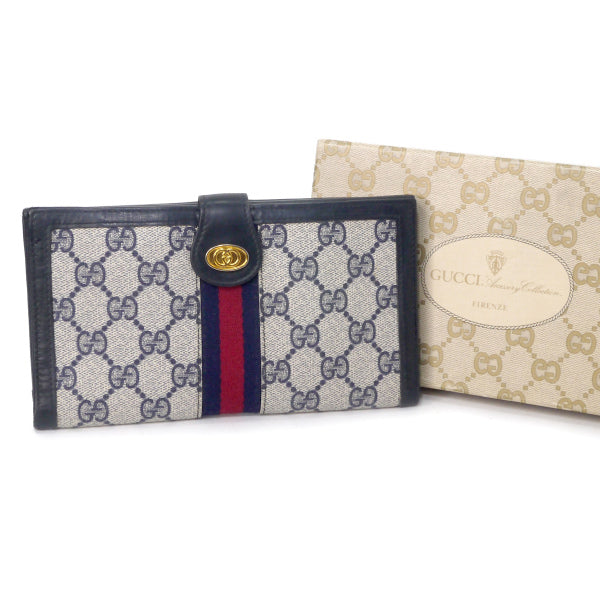 OLD Gucci ３つ折れシェリー長財布（青/箱付き）