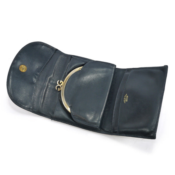 OLD Gucci <訳あり>本革がま口シェリーライン財布（紺）