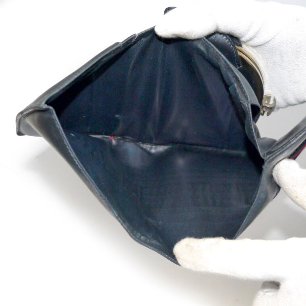 OLD Gucci <訳あり>本革がま口シェリーライン財布（紺）