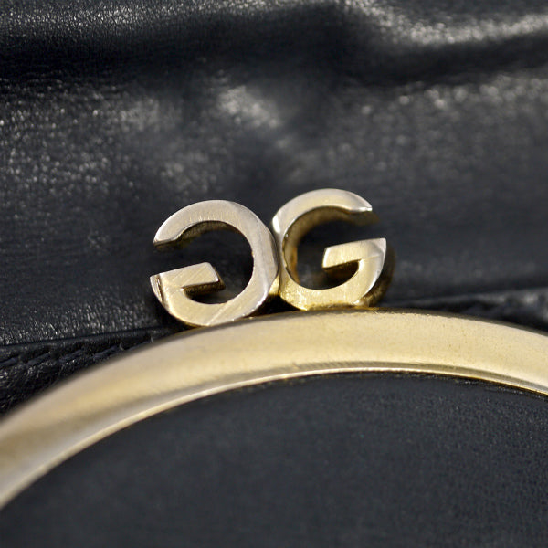 OLD Gucci <訳あり>本革がま口シェリーライン財布（紺）