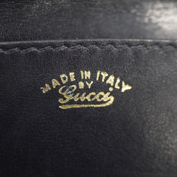 OLD Gucci <訳あり>本革がま口シェリーライン財布（紺）