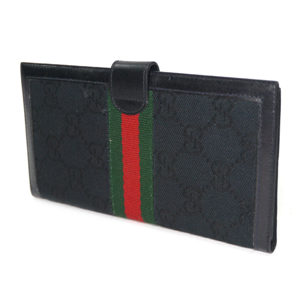 OLD Gucci シェリー札入れ・小切手ケース（黒/ジャガード）