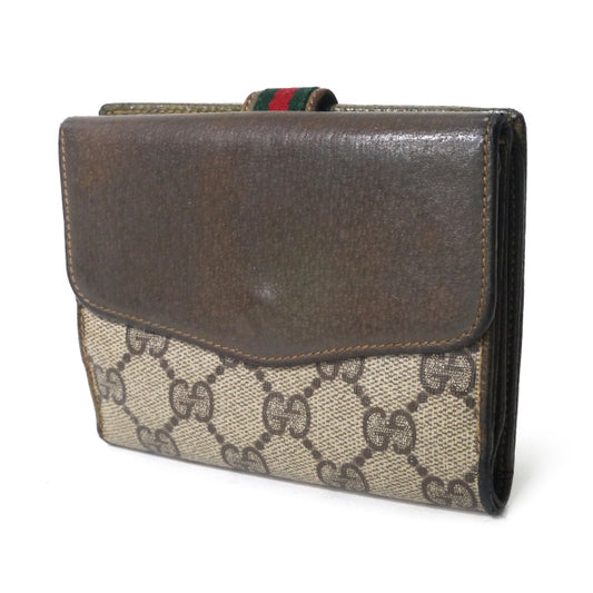 OLD Gucci アクセコ!!ミニシェリーWホック折財布（茶）