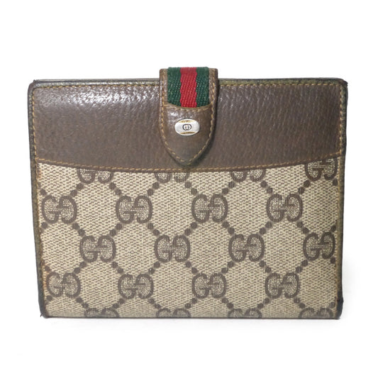 OLD Gucci アクセコ!!ミニシェリーWホック折財布（茶）