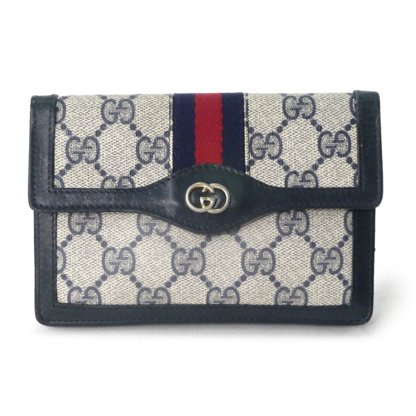 OLD Gucci シェリーライン スクエアミニポーチ（青）