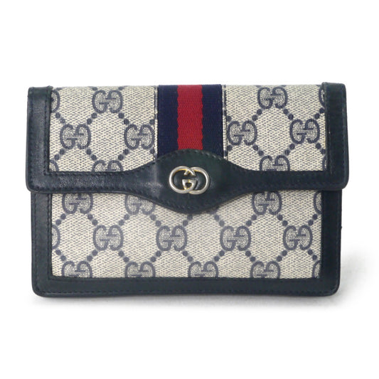 OLD Gucci シェリーライン スクエアミニポーチ（青）