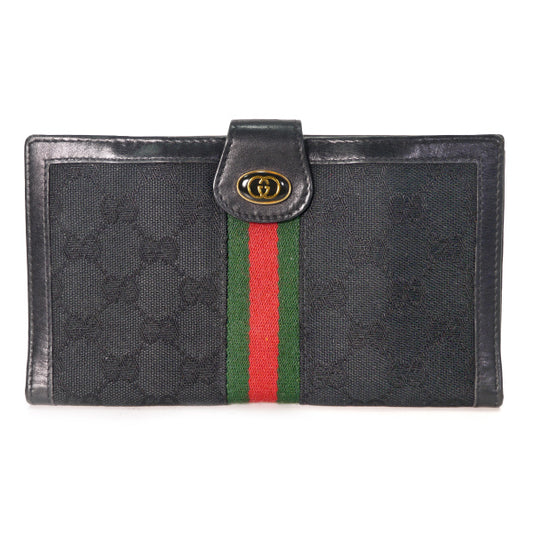 OLD Gucci ３つ折れシェリー長財布（黒/ジャガード）