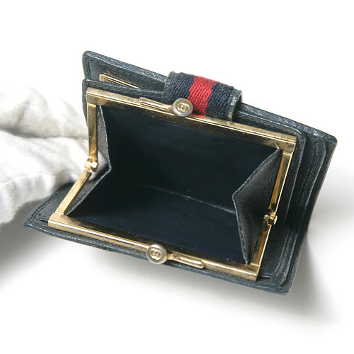 OLD Gucci ２つ折れミニシェリーがま口財布（青）