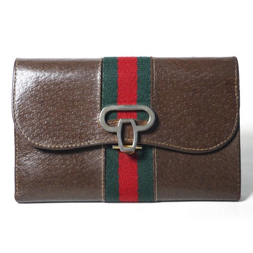 OLD　Gucci　丸フォルム革財布（茶・シェリーライン）