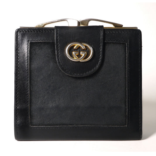 OLD Gucci　レア！鹿皮２つ折れ財布（黒）