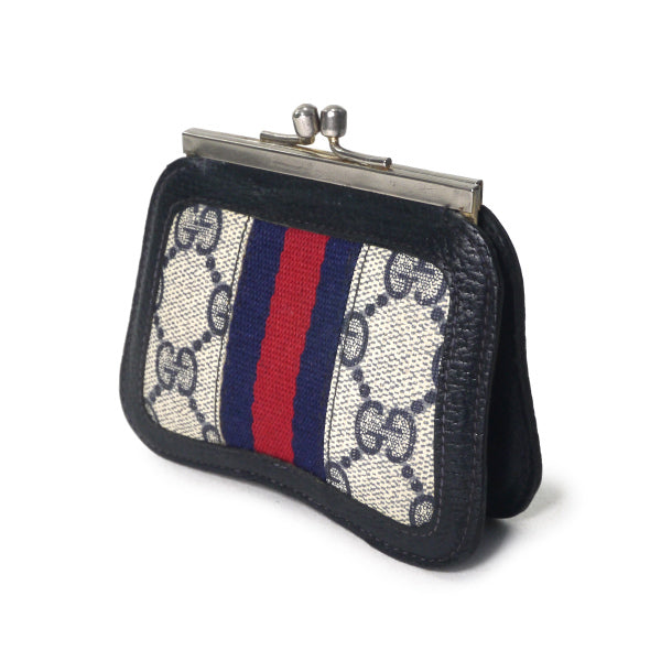 OLD Gucci　バタフライがま口小銭入れ（青）