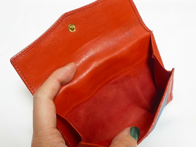 OLD Gucci  ２つ折れ財布（赤・紺ジャガード）