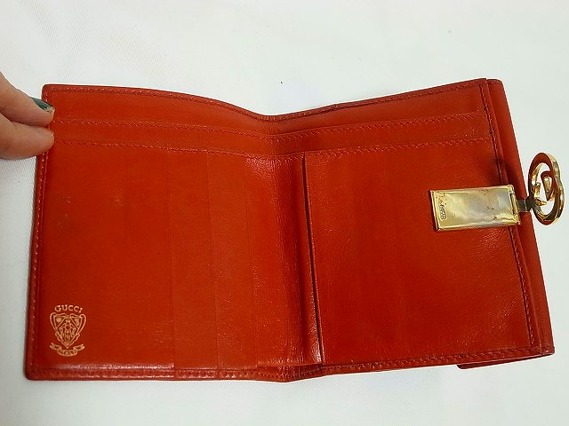 OLD Gucci  ２つ折れ財布（赤・紺ジャガード）