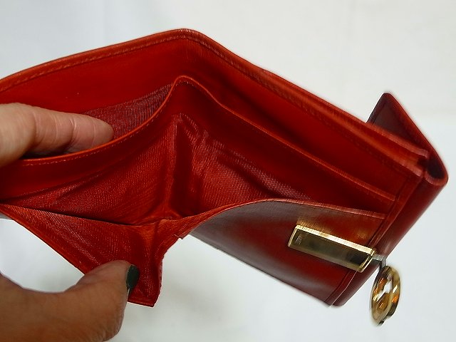OLD Gucci  ２つ折れ財布（赤・紺ジャガード）