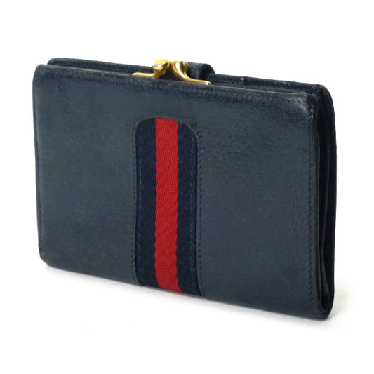 OLD Gucci２つ折れがま口本革財布（黒）