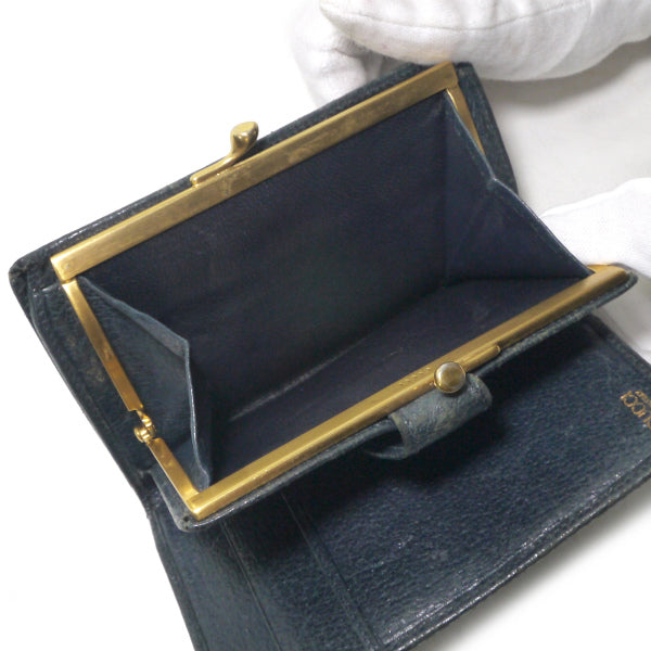 OLD Gucci２つ折れがま口本革財布（黒）