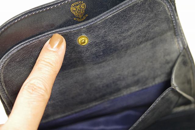 OLD Gucci＜訳アリ＞白ストライプ３つ折れ財布