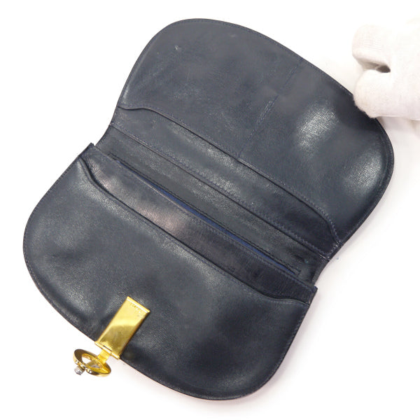 OLD Gucci  ＜訳あり＞ビット留め具ハーフムーン財布（青）