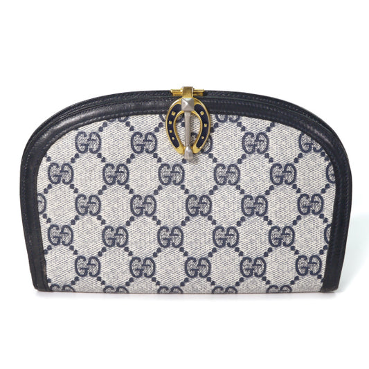 OLD Gucci  ＜訳あり＞ビット留め具ハーフムーン財布（青）
