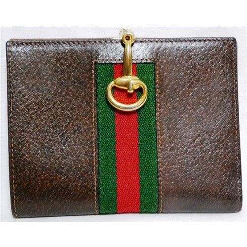 OLD Gucci２つ折れ財布（茶・シェリーライン）