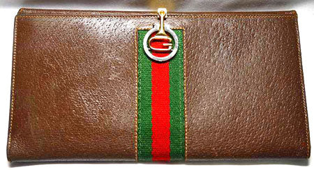 OLD Gucci　本革　横長財布（濃茶）