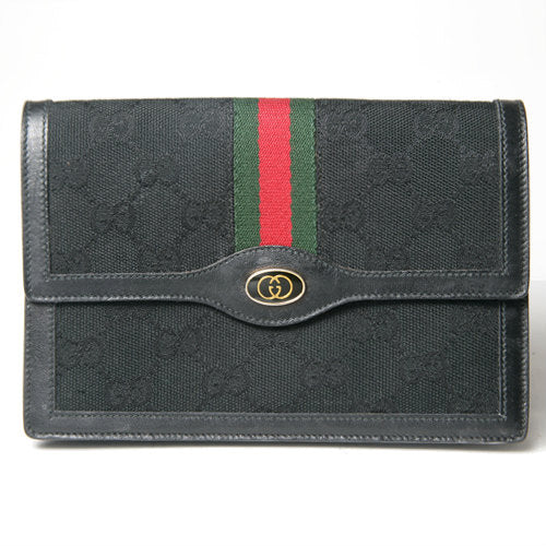 OLD Gucci シェリーライン財布＆ポーチ（黒）